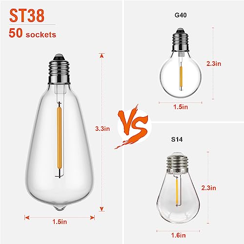 LaPitio 100FT LED String Lights - Dimmable Waterproof