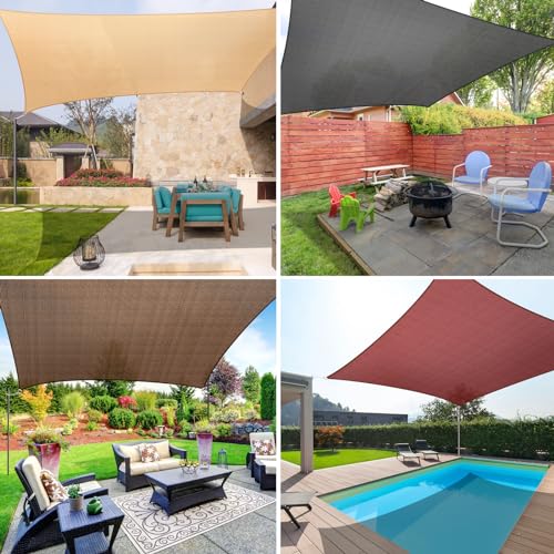Duerer Sun Shade Sail Canopy 10' x 13' Rectangle, 95% UV Block, Permeable 185GSM Sail Shade Cover for Patio, Garden, Pergola, Backyard, Outdoor Facility & Activities -Anthracite