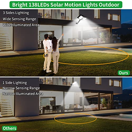 138LEDs Solar Barn Lights with Motion Sensor, 4 Modes