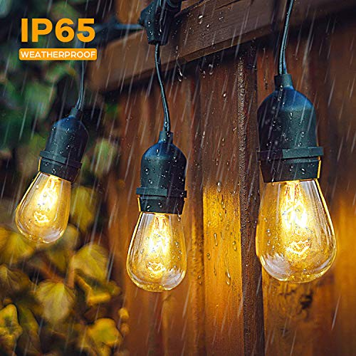 2-Pack Commercial Grade Outdoor String Lights with Dimmable Bulbs