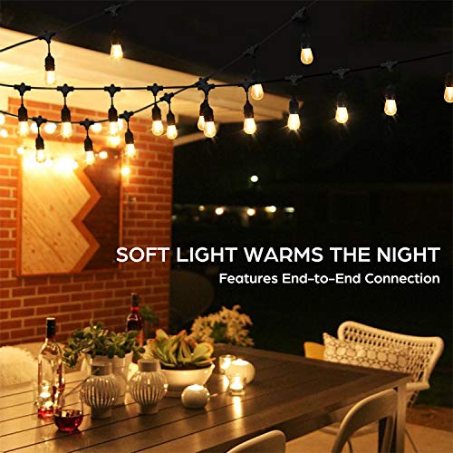 2-Pack Commercial Grade Outdoor String Lights with Dimmable Bulbs