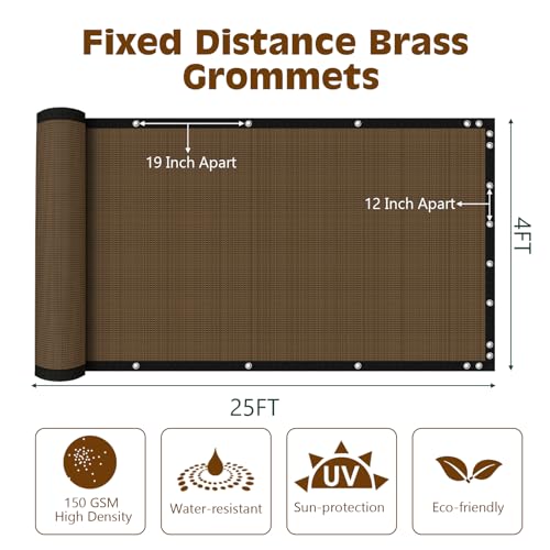 4ft x 25ft Balcony Privacy Screen Fence Brown