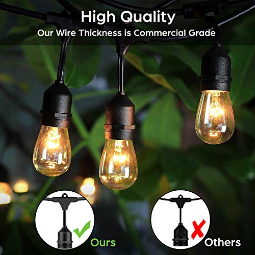 2-Pack Commercial Grade Outdoor String Lights with Dimmable Bulbs