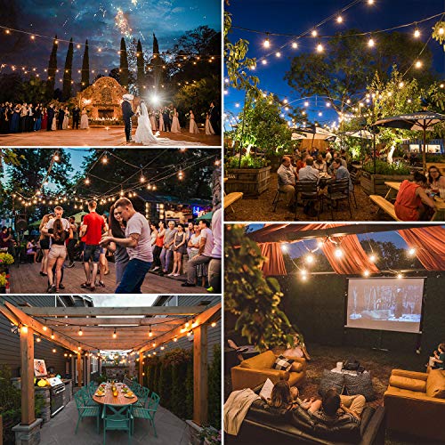 2-Pack Commercial Grade Outdoor String Lights with Dimmable Bulbs