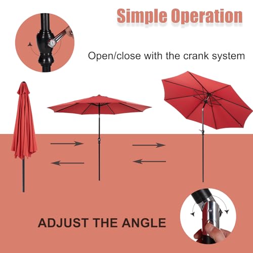 NEWBULIG 2-Set 9FT Outdoor Patio Umbrella with Push Button Tilt and Crank,Outdoor Yard/Market Table Umbrella UV Protection & Waterproof for Garden, Deck, Backyard, Pool,Sandy Shore