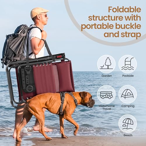 Set of 2 Burgundy Zero Gravity Reclining Lounge Chairs