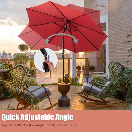 NEWBULIG 2-Set 9FT Outdoor Patio Umbrella with Push Button Tilt and Crank,Outdoor Yard/Market Table Umbrella UV Protection & Waterproof for Garden, Deck, Backyard, Pool,Sandy Shore