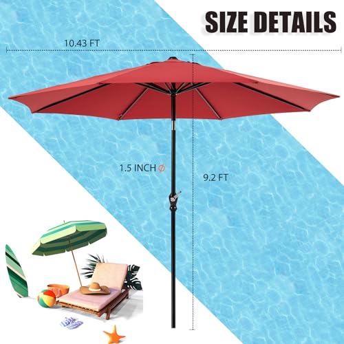 NEWBULIG 2-Set 9FT Outdoor Patio Umbrella with Push Button Tilt and Crank,Outdoor Yard/Market Table Umbrella UV Protection & Waterproof for Garden, Deck, Backyard, Pool,Sandy Shore
