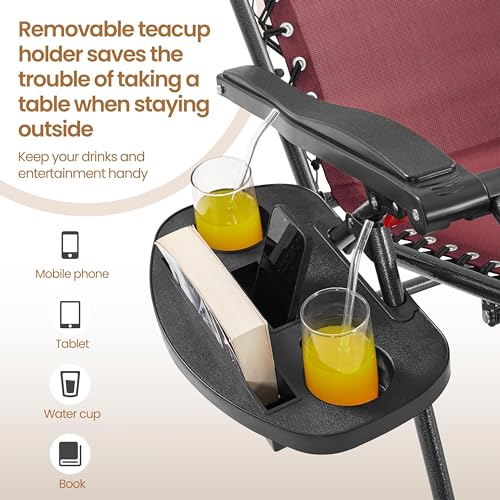 Set of 2 Burgundy Zero Gravity Reclining Lounge Chairs