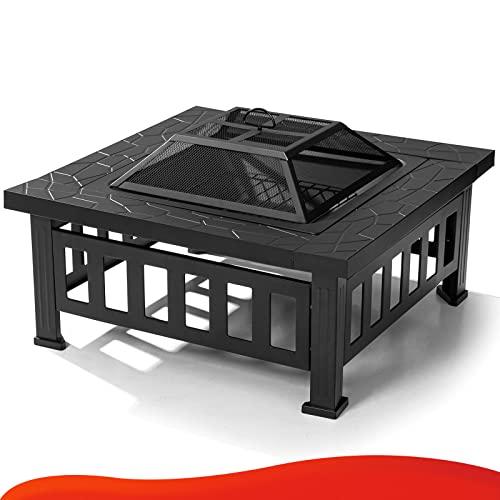 32 Inch Square Metal Fire Pit Table for Outside