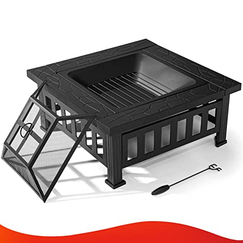 32 Inch Square Metal Fire Pit Table for Outside