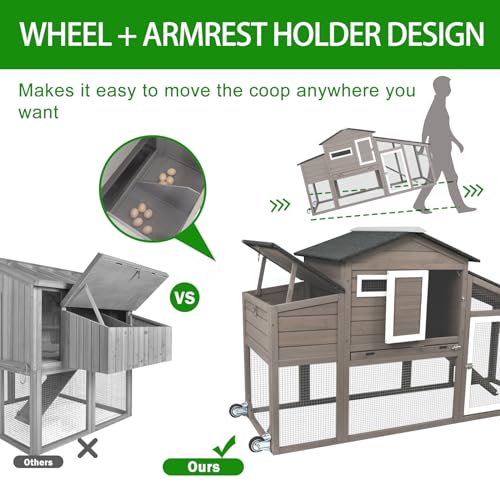 Wooden Chicken Coop with Mobile Run and Nesting Box