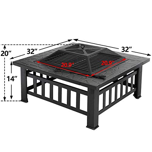 32 Inch Outdoor Fire Pit Table for Camping & BBQ