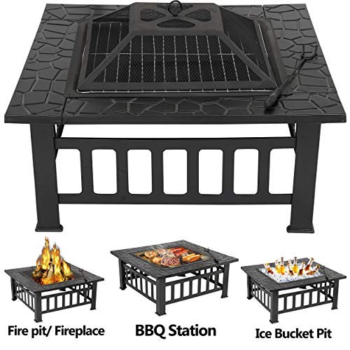 32 Inch Outdoor Fire Pit Table for Camping & BBQ