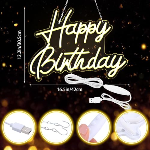 12 Artificial Grass Panels with Happy Birthday Neon Sign