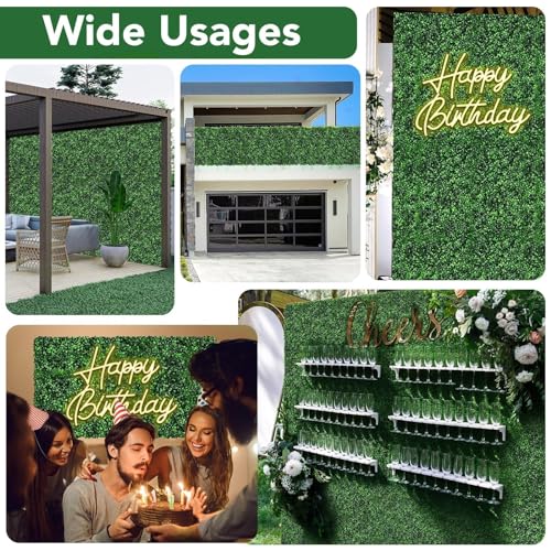 12 Artificial Grass Panels with Happy Birthday Neon Sign