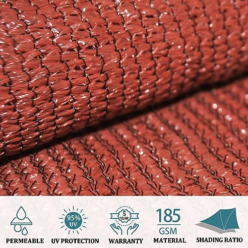 Shade&Beyond Triangle Sun Shade Sail 16'X16'X16' Permeable Canopy Rust Red for Patio Garden Yard Deck Pergola (We Make Custom Size)