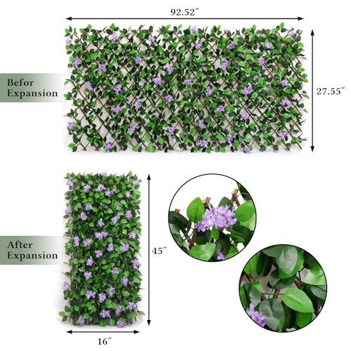 DOEWORKS Expandable Fence Privacy Screen for Balcony Patio Outdoor, 2PCS Faux Ivy Fencing Panel for Backdrop Garden Backyard Home Decorations