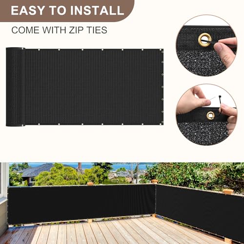 Patiobay 6X50FT Privacy Screen Fence, Heavy Duty Fencing Shade Cover, 170GSM 90% Blockage Mesh Shade Net for Wall Garden Yard Backyard (6 ft X 50 ft, Black)
