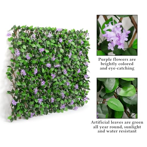 DOEWORKS Expandable Fence Privacy Screen for Balcony Patio Outdoor, 2PCS Faux Ivy Fencing Panel for Backdrop Garden Backyard Home Decorations