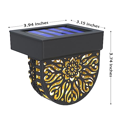 EKQ 6 Pack Solar Fence Lights Solar Outdoor Wall Lights Plastic Solar Powered Deck Step Stair Lights Moon Theme Waterproof Fence Solar Light for Garden Post Patio Backyard Yard Decor (Black, 6 Pack)