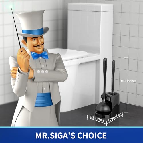 MR.SIGA Bathroom Cleaning Combo: Plunger and Brush Set