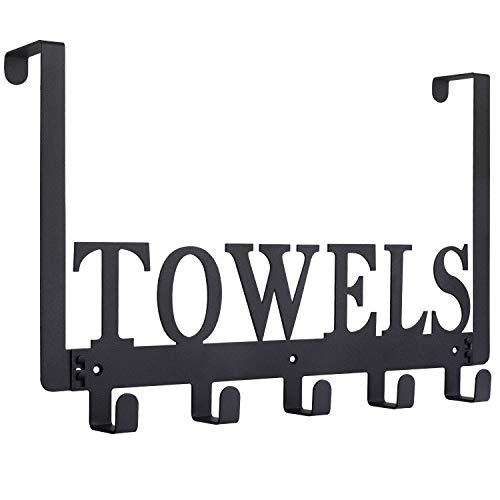 Black Metal Over-the-Door Towel Hooks & Wall Mount