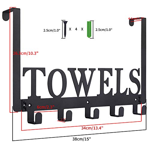 Black Metal Over-the-Door Towel Hooks & Wall Mount
