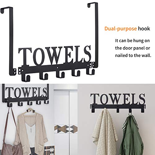 Black Metal Over-the-Door Towel Hooks & Wall Mount