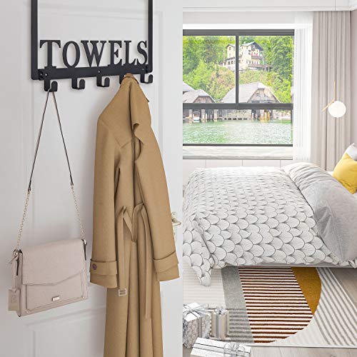 Black Metal Over-the-Door Towel Hooks & Wall Mount
