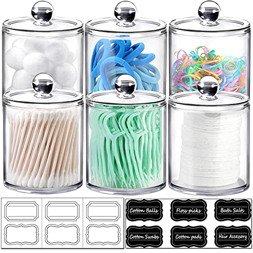 6-Pack Clear Apothecary Jars for Bathroom Decor Storage
