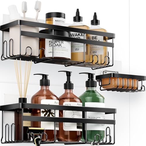 3-Pack Shower Caddy Set with Soap Holder & Hooks
