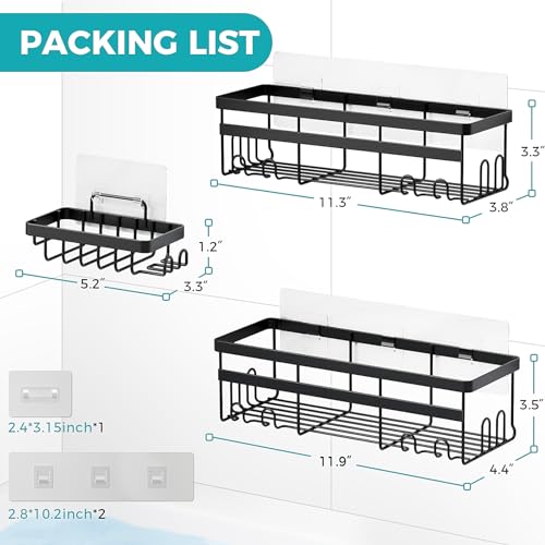 3-Pack Shower Caddy Set with Soap Holder & Hooks