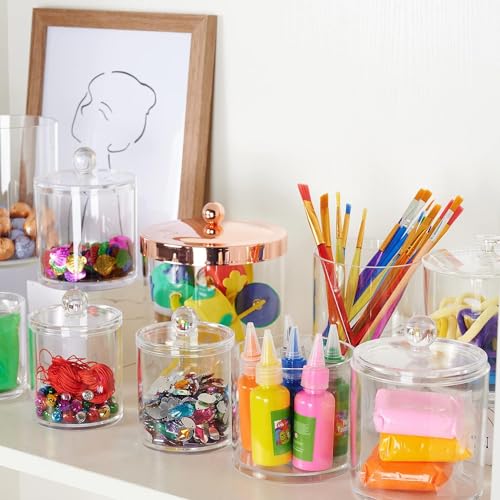 6-Pack Clear Apothecary Jars for Bathroom Decor Storage