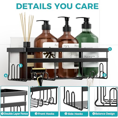 3-Pack Shower Caddy Set with Soap Holder & Hooks