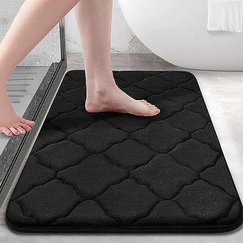 OLANLY Memory Foam Bath Mat Rug 24x16, Black