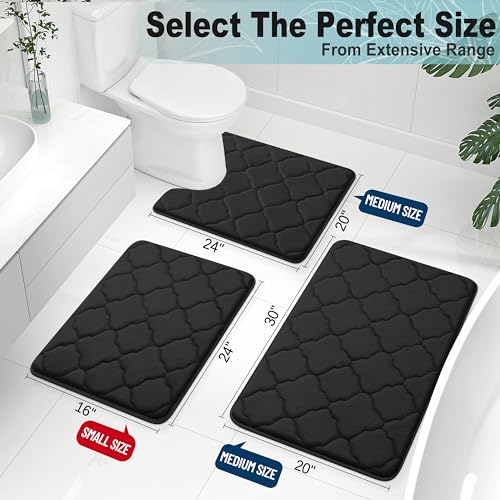 OLANLY Memory Foam Bath Mat Rug 24x16, Black