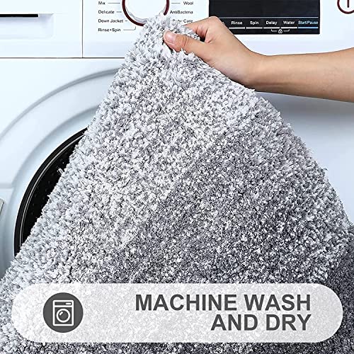 OLANLY Luxury 2 Piece Bathroom Rug Set, Grey
