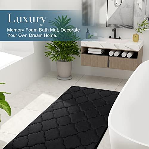OLANLY Memory Foam Bath Mat Rug 24x16, Black