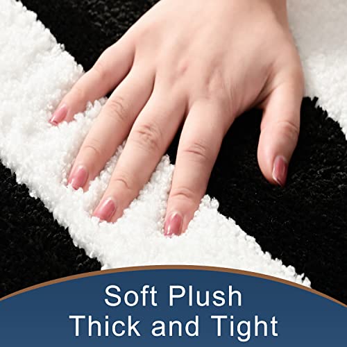 Soft Black and White Bathroom Rugs, Non-Slip Absorbent Mats