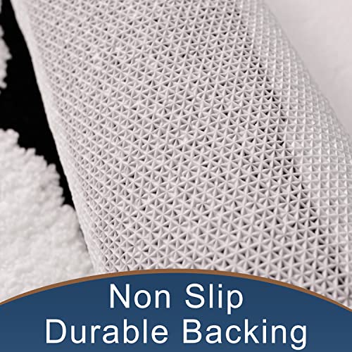 Soft Black and White Bathroom Rugs, Non-Slip Absorbent Mats