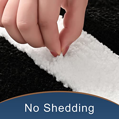 Soft Black and White Bathroom Rugs, Non-Slip Absorbent Mats