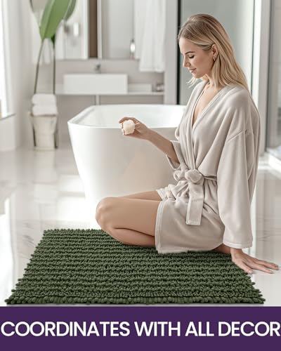 Soft Chenille Bath Mat - Non Slip & Absorbent