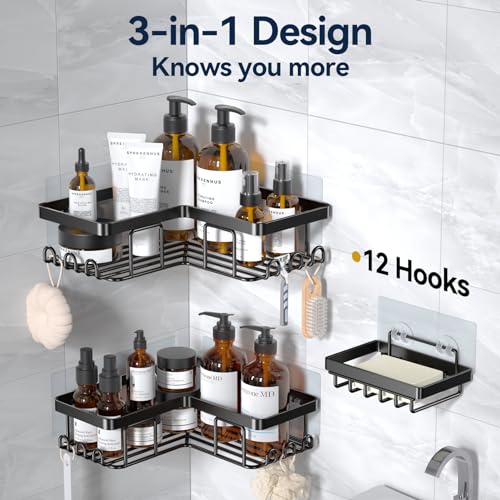 YASONIC Corner Shower Caddy Set, Rustproof Stainless Steel