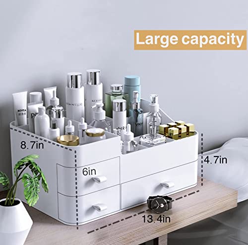 Large Vanity Makeup Organizer for Cosmetics Storage, White