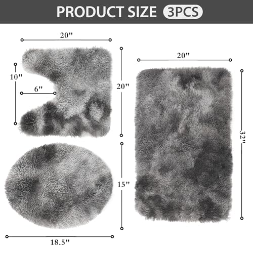 3 Piece Bathroom Rugs Set, Soft, Absorbent, Non-Slip