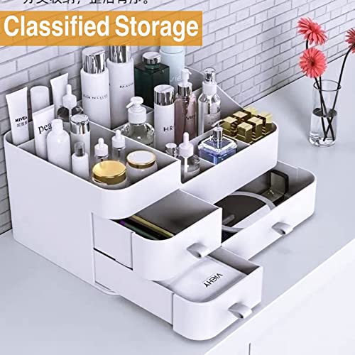 Large Vanity Makeup Organizer for Cosmetics Storage, White