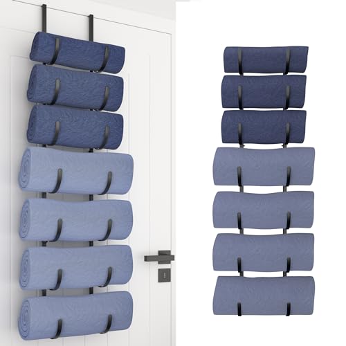 Adjustable 7-Tier Over-The-Door Towel Rack, Metal Wall Mounted