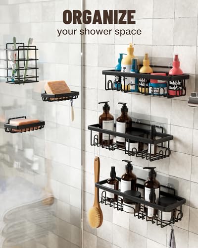 Veken 6-Pack Adhesive Shower Caddy for Home Organization