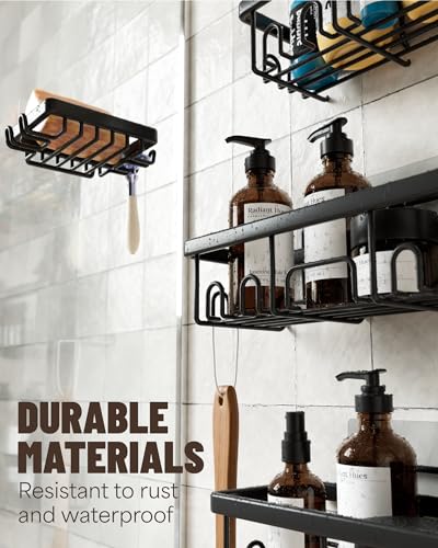 Veken 6-Pack Adhesive Shower Caddy for Home Organization